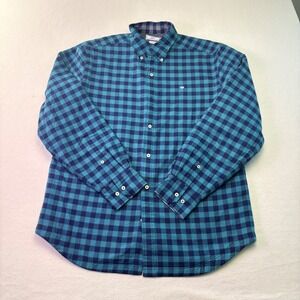 Southern Tide Flannel Shirt Jacket Mens Medium Blue Quilted Lining Buffalo Check